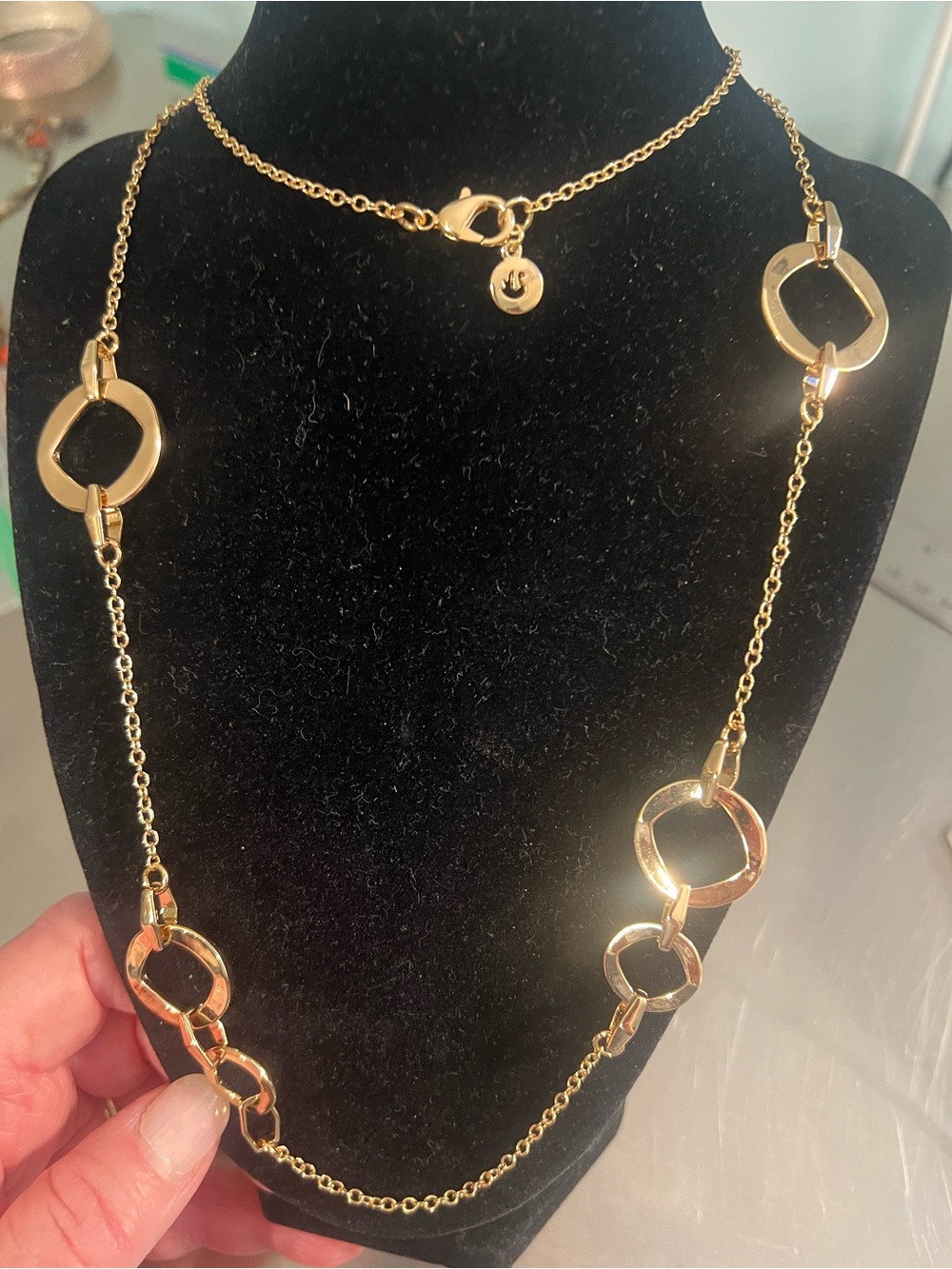 Swarovski 36” Gold-Tone Link Necklace with Round Accents